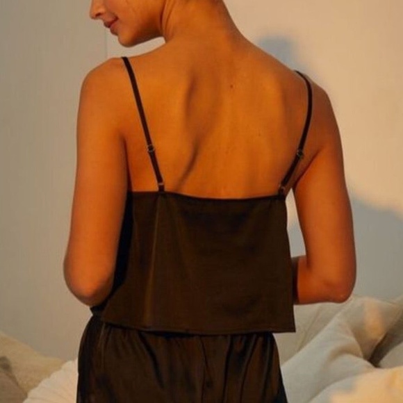 Love By Lottie Black Mesh Inset Satin Lingerie Lounge Cami Tank Top PacSun Small - Picture 4 of 7